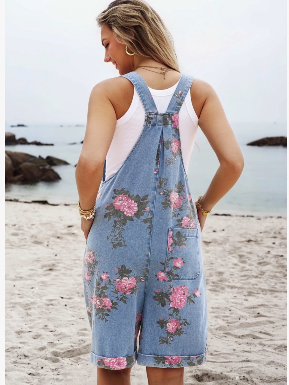 🎉 GIA JEAN “ HELEN 2 “ GIA JEAN Floral Print Wide Leg JUMPSUIT ROMPER SHORTS 33 - Picture 2 of 7